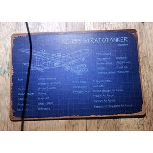 Kc-135 Strat tanker Blueprint-Steel Decor Sign 12x8 See Pics Slight Dent